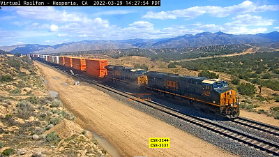 Stunning desert and train CSX-3244   CSX-3331 passing Hesperia,CA/USA jigsaw puzzle