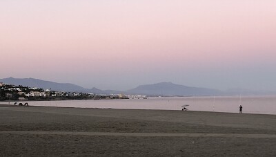 pink sea at sunset, Manilva