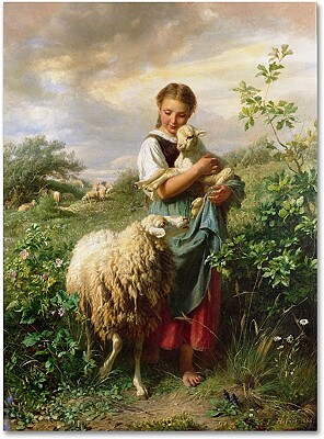Girl with Lamb jigsaw puzzle