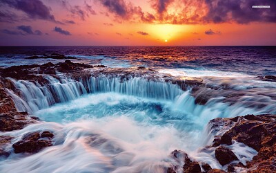 Waterfall at sunsset jigsaw puzzle