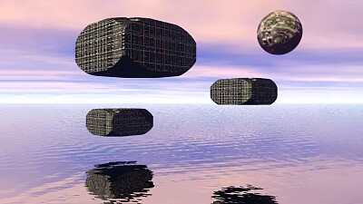 פאזל של Floating shapes invade peaceful water world