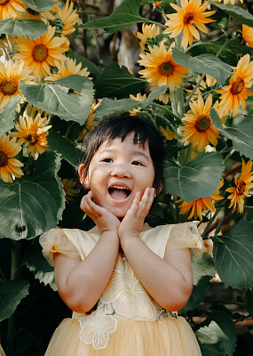 Girl with sunflowers