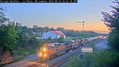 train passing the La Plata,MO/USA Amtrak Depot at La Plata,MO/USA