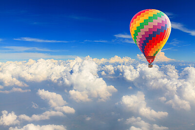 Hot Air Balloon over Clouds