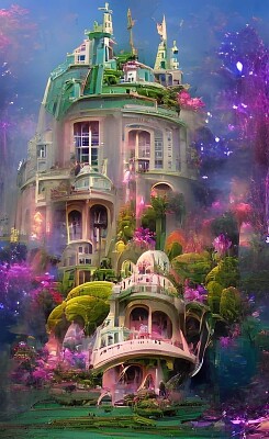 פאזל של castillo verde y rosa