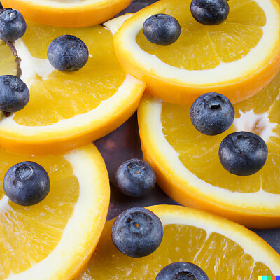 Sliced Orange with Blueberries