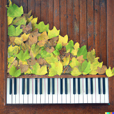 פאזל של Piano made of leaves