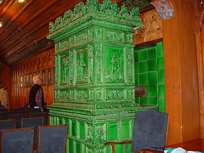 Green tiled stove