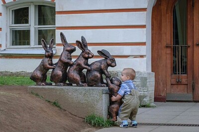 פאזל של boy with bunnies