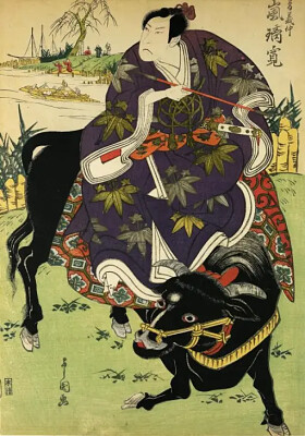 riding an ox Japanese print