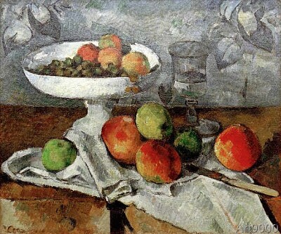 cézanne compter blanc et fruits