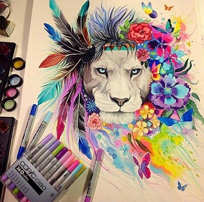 Couleurs sur le lion