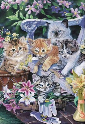 Petits chats et fleurs jigsaw puzzle