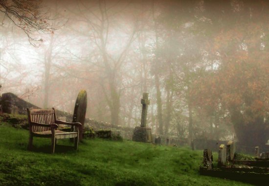 misty graveyard Miserden