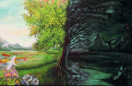 Paisaje en verano e inverno, de noche y de dÃ­a.