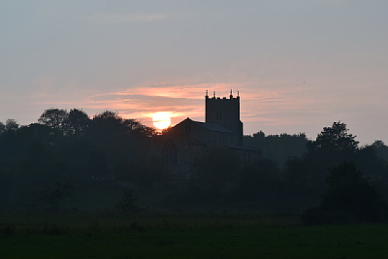 Sunset over Wiveton Church, Norfolk, England