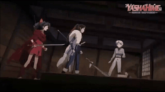 moroha y setsuna salvan a towa hanyo no yashahime