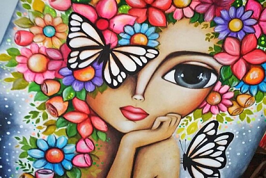 cara con flores