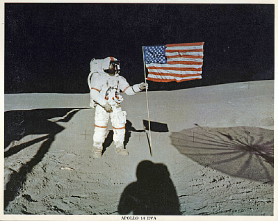 David Scott and flag on moon