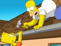 homero y bart sobre el techo