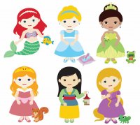 Ariel Cinderella Tiana Aurora Mulan Rapunzel