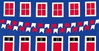 A grande fachada festiva