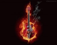 guitarra em chamas